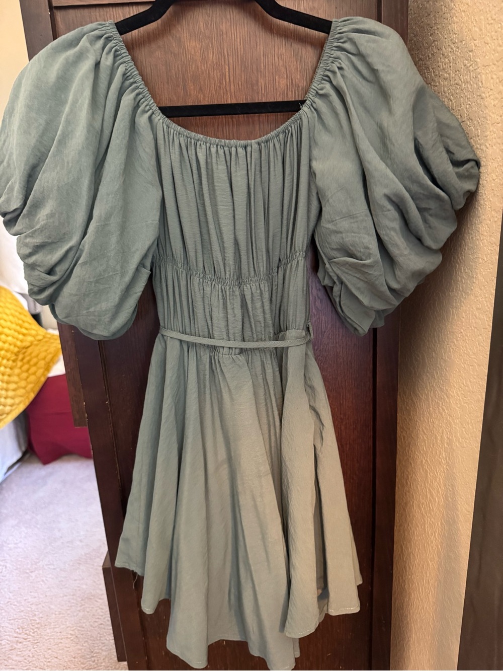 STATE Girls Sage Green Puff-Sleeve Casual Dress